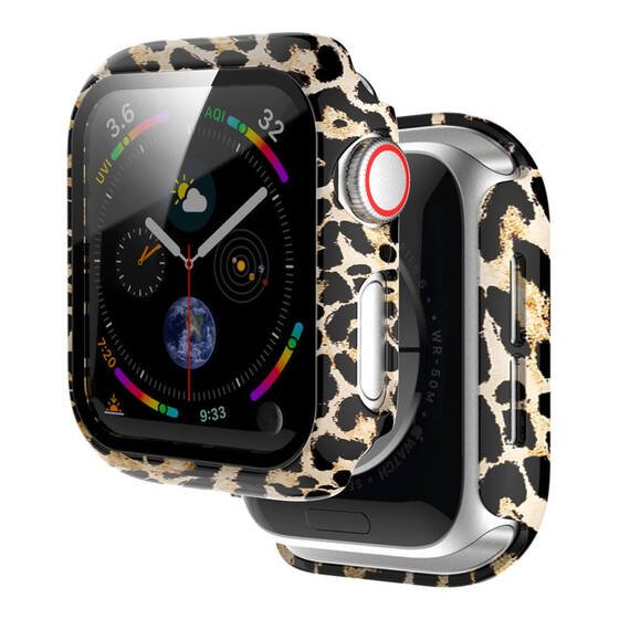 Microsonic Apple Watch SE 2022 40mm Kılıf Hard Full Protective Cover Bumper Leopard