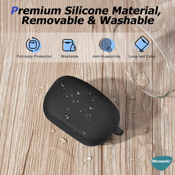 Microsonic Sony WF-1000XM5 Kılıf Askılı Mat Silikon Siyah