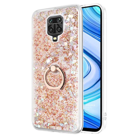 Microsonic Xiaomi Redmi Note 9 Pro Max Kılıf Glitter Liquid Holder Gold