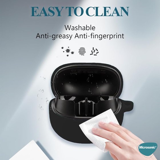 Microsonic QCY HT08 MeloBuds Pro Kılıf Askılı Mat Silikon Siyah