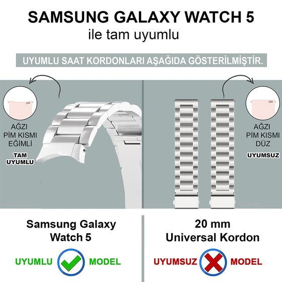 Microsonic Samsung Galaxy Watch 5 Pro 45mm Solid Steel Kordon Siyah