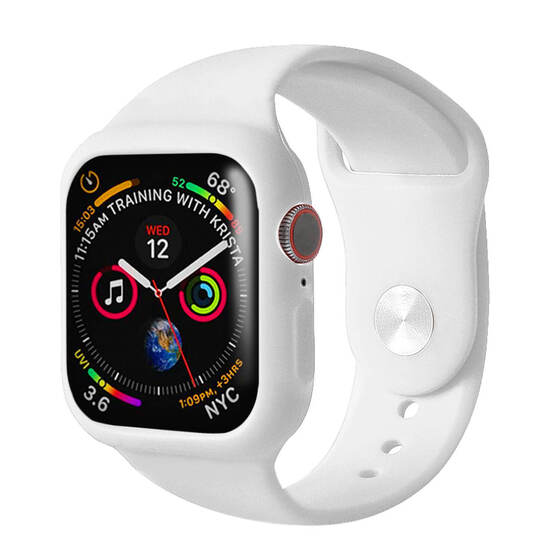 Microsonic Apple Watch SE 2022 40mm Kordon 360 Coverage Silicone Beyaz