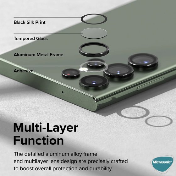 Microsonic Samsung Galaxy S24 Ultra Tekli Kamera Lens Koruma Camı Gold