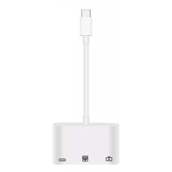 Microsonic Type-C to Ethernet & USB Adapter Kablo, Macbook İOS Typ-C USB, Dişi Typ-C Kablo AdaptörBeyaz