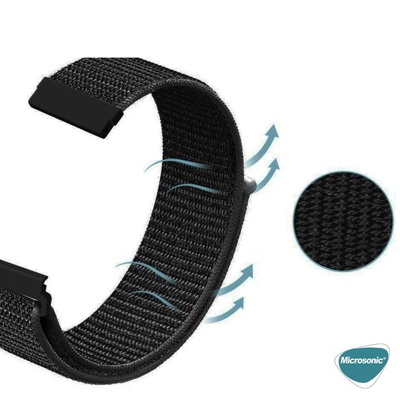 Microsonic Amazfit Bip 5 Hasırlı Kordon Woven Sport Loop Kırmızı