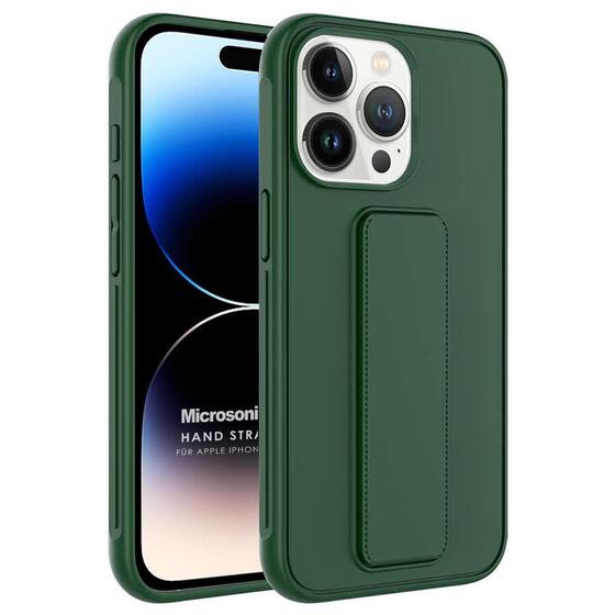 Microsonic Apple iPhone 15 Pro Kılıf Hand Strap Koyu Yeşil