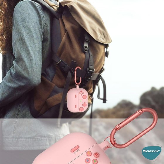 Microsonic Samsung Galaxy Buds 3 Kılıf Cartoon Figürlü Silikon Retro Gameboy Pembe