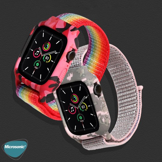 Microsonic Apple Watch SE 2022 40mm Kordon Camouflage Armor Pro Sarı