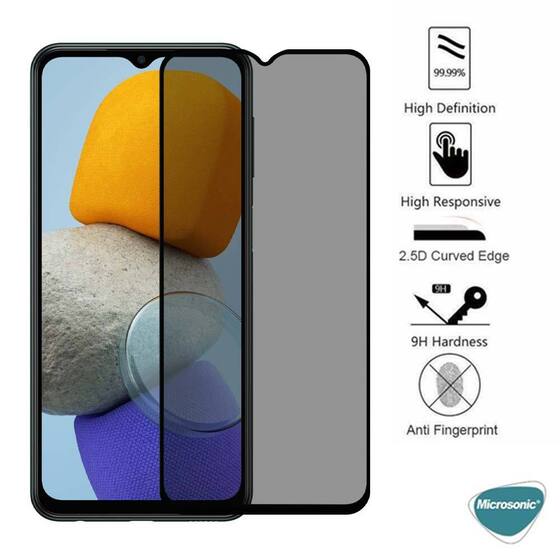 Microsonic Samsung Galaxy M23 Privacy 5D Gizlilik Filtreli Cam Ekran Koruyucu Siyah