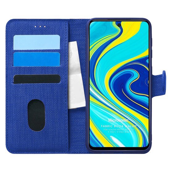 Microsonic Xiaomi Redmi Note 9S Kılıf Fabric Book Wallet Lacivert