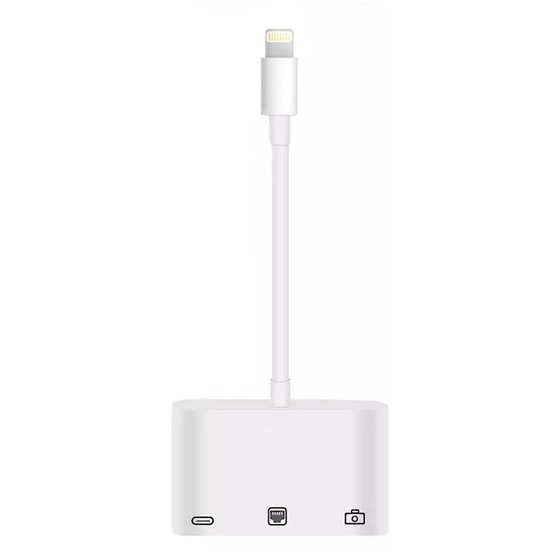 Microsonic Lightning to Ethernet & USB Adapter Kablo, iPhone, iPad USB, Ethernet Dönüştürücü Adaptör Beyaz