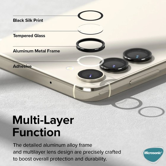 Microsonic Samsung Galaxy S24 Plus Tekli Kamera Lens Koruma Camı Gold