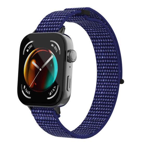 Microsonic Huawei Watch Fit 3 Hasırlı Kordon Woven Sport Loop Lacivert