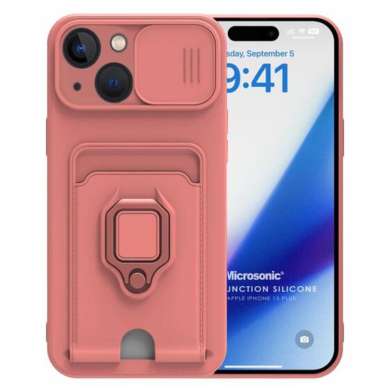 Microsonic Apple iPhone 15 Plus Kılıf Multifunction Silicone Pembe