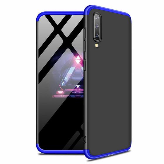 Microsonic Samsung Galaxy A50 Kılıf Double Dip 360 Protective Siyah Mavi