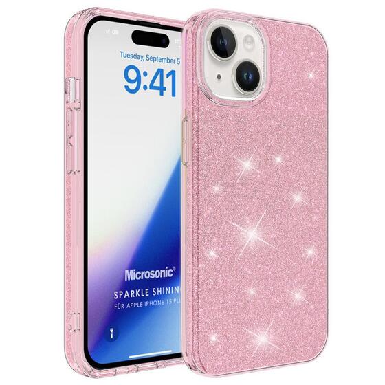 Microsonic Apple iPhone 15 Plus Kılıf Sparkle Shiny Rose Gold