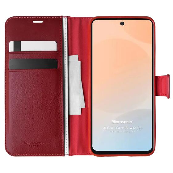 Microsonic Infinix Hot 50 4G Kılıf Delux Leather Wallet Kırmızı