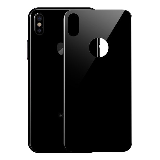 Microsonic Apple iPhone X Tam Kaplayan Arka Temperli Cam Ekran koruyucu Kırılmaz Film Siyah