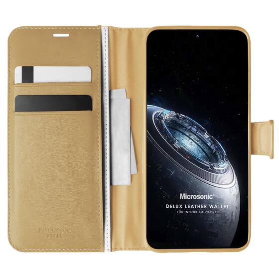 Microsonic Infinix GT 20 Pro Kılıf Delux Leather Wallet Gold