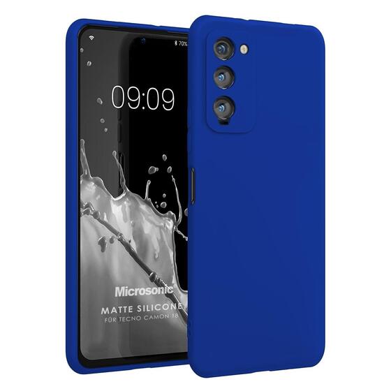 Microsonic Matte Silicone TECNO Camon 18P Kılıf Mavi