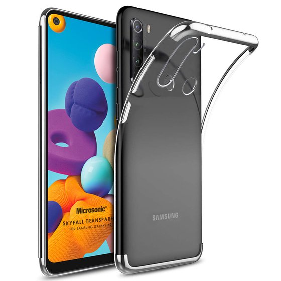 Microsonic Samsung Galaxy A21 Kılıf Skyfall Transparent Clear Gümüş