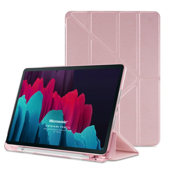 Microsonic Samsung Galaxy Tab S9 X710 Kılıf Origami Pencil Rose Gold