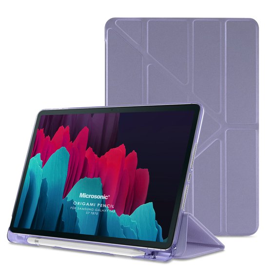 Microsonic Samsung Galaxy Tab S9 X710 Kılıf Origami Pencil Lila