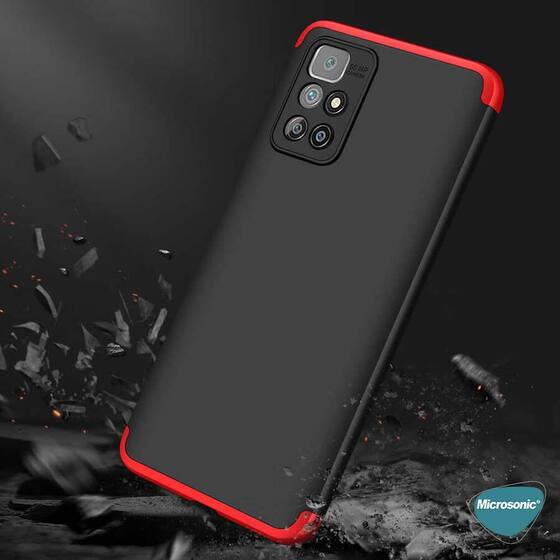 Microsonic Xiaomi Redmi 10 Kılıf Double Dip 360 Protective Siyah Gri