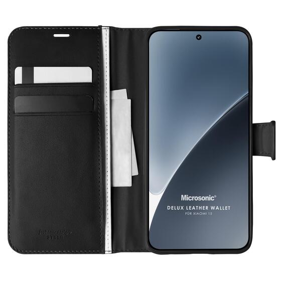 Microsonic Xiaomi 15 Kılıf Delux Leather Wallet Siyah