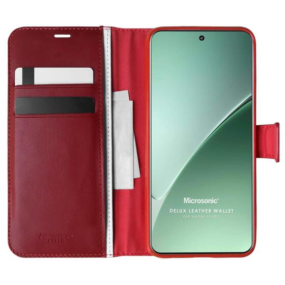 Microsonic Xiaomi 15 Pro Kılıf Delux Leather Wallet Kırmızı