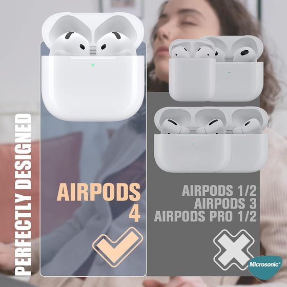 Microsonic AirPods 4 Kılıf Askılı Mat Silikon Siyah