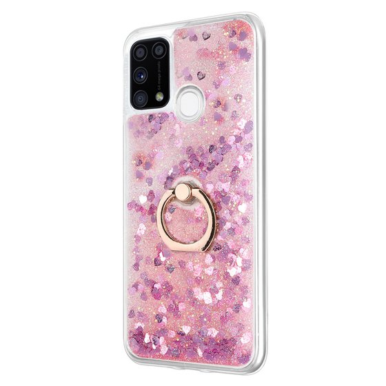 Microsonic Samsung Galaxy M31 Kılıf Glitter Liquid Holder Pembe