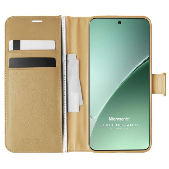 Microsonic Xiaomi 15 Pro Kılıf Delux Leather Wallet Gold