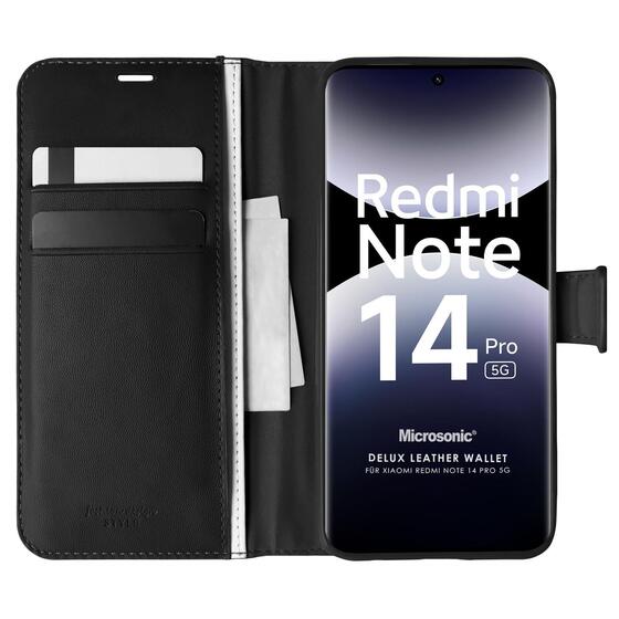 Microsonic Xiaomi Redmi Note 14 Pro 5G Kılıf Delux Leather Wallet Siyah