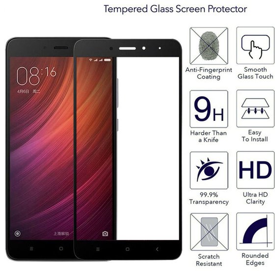 Microsonic Xiaomi Redmi Note 4X Tam Kaplayan Temperli Cam Ekran koruyucu Kırılmaz Film Beyaz