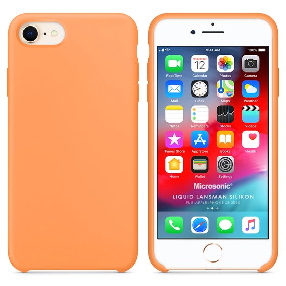 Microsonic Apple iPhone SE 2020 Kılıf Liquid Lansman Silikon Papaya