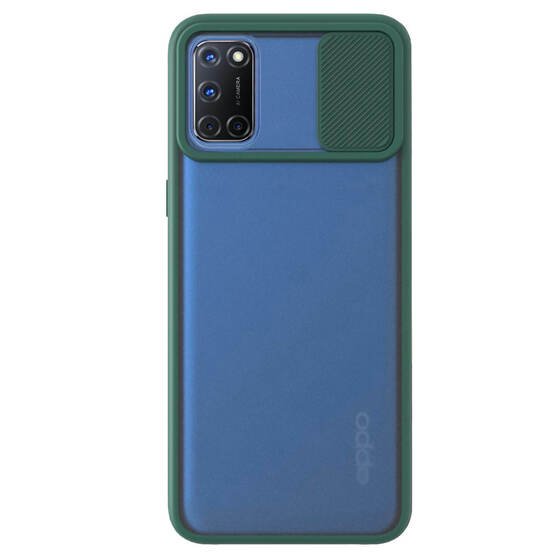 Microsonic Oppo A92 Kılıf Slide Camera Lens Protection Koyu Yeşil