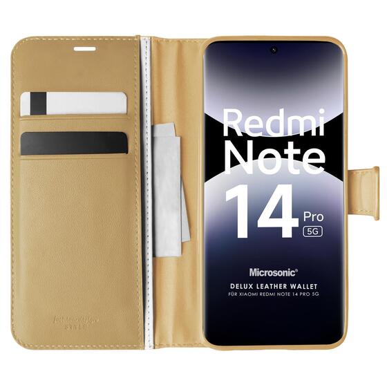 Microsonic Xiaomi Redmi Note 14 Pro 5G Kılıf Delux Leather Wallet Gold