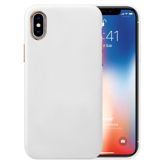 Microsonic Apple iPhone XS Kılıf Luxury Leather Beyaz