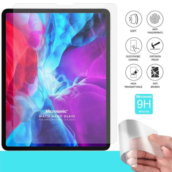 Microsonic Apple iPad Pro 12.9'' 2021 5. Nesil Kılıf (A2378-A2461-A2379-A2462) Matte Nano Glass Cam Ekran Koruyucu