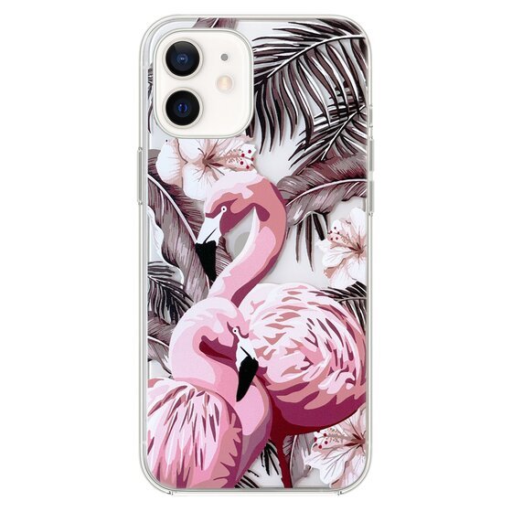 Microsonic iPhone 12 Desenli Kılıf Flamingo