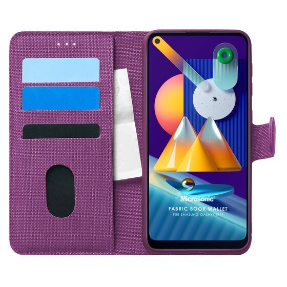 Microsonic Samsung Galaxy M11 Kılıf Fabric Book Wallet Mor