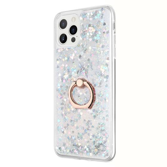 Microsonic Apple iPhone 14 Pro Max Kılıf Glitter Liquid Holder Gümüş