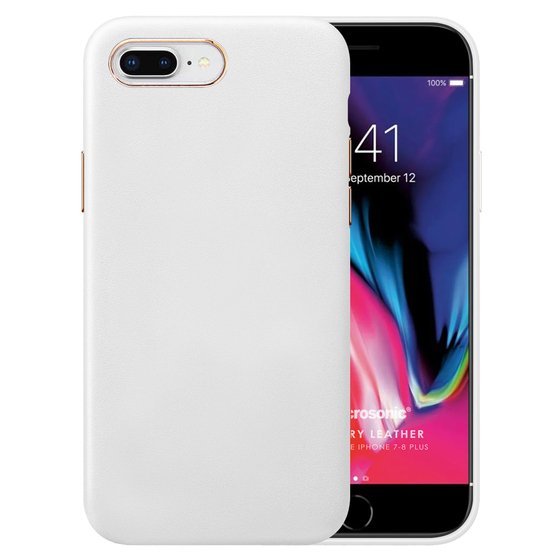 Microsonic Apple iPhone 8 Plus Kılıf Luxury Leather Beyaz