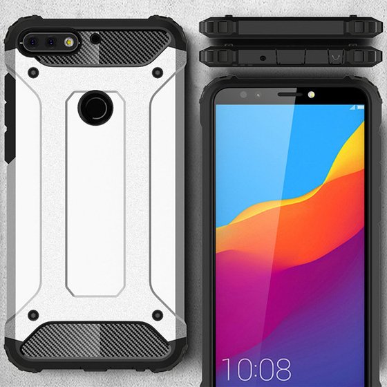 Microsonic Huawei Y7 2018 Kılıf Rugged Armor Gümüş