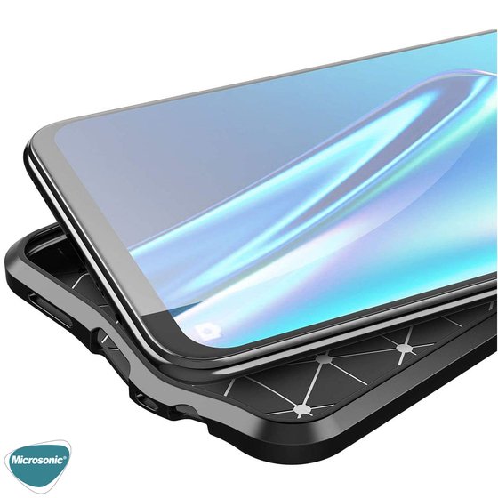 Microsonic Oppo F9 / F9 Pro Kılıf Deri Dokulu Silikon Lacivert