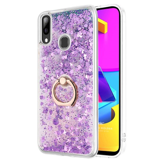 Microsonic Samsung Galaxy M10s Kılıf Glitter Liquid Holder Mor