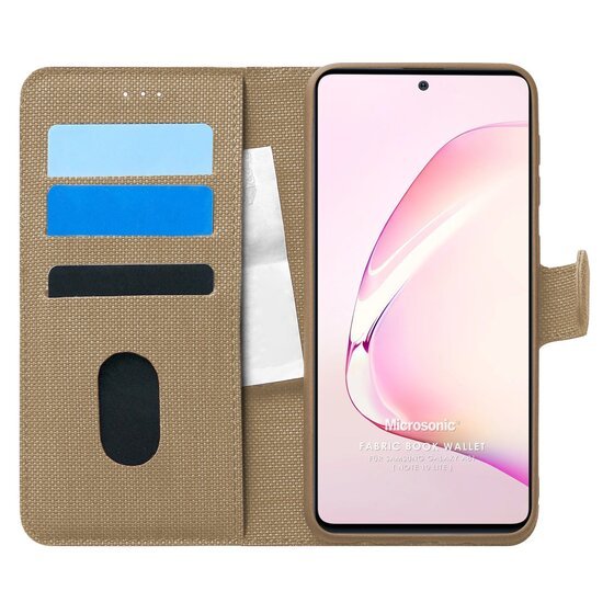 Microsonic Samsung Galaxy Note 10 Lite Kılıf Fabric Book Wallet Gold