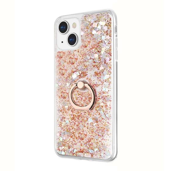 Microsonic Apple iPhone 14 Kılıf Glitter Liquid Holder Gold