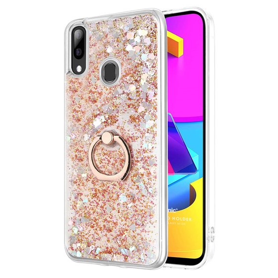 Microsonic Samsung Galaxy M10s Kılıf Glitter Liquid Holder Gold